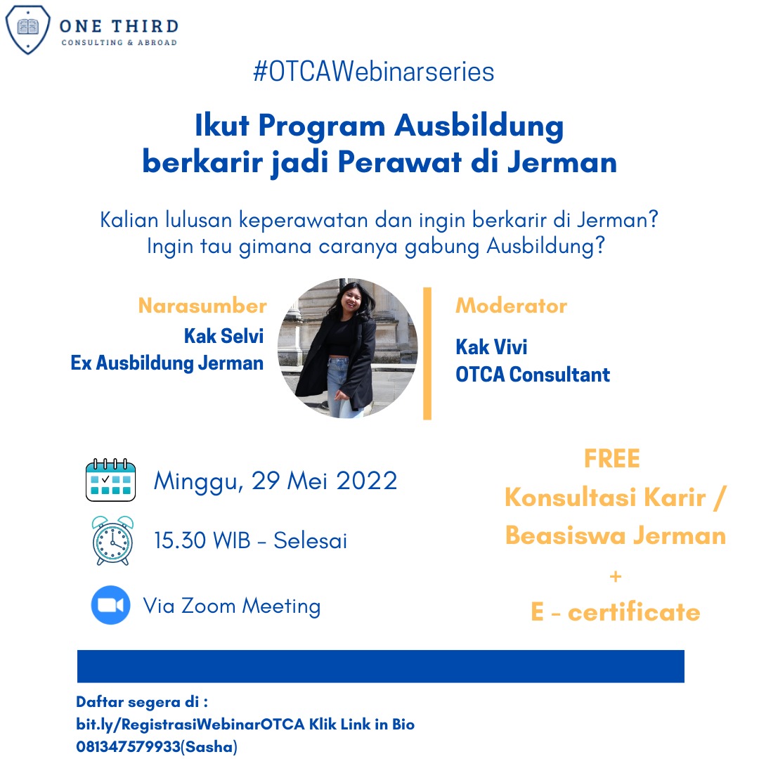 studieredeutsch's tweet photo. Kamu siap jadi Perawat di Jerman? Belum terlambat untuk daftar #OTCAWebinarseries lho. Yuk ikutan "Ikut Program Ausbildung berkarir jadi Perawat di Jerman". Daftar segera di https://t.co/WgjZsuoN6O 🚑🚑

#perawat #nurse #perawatdijerman #OTCA #webinar #freewebinar https://t.co/hqQ9uYtJyQ