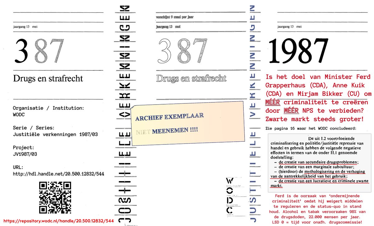 DrugCheckingDay's tweet photo. We knew this in 1987. Research done by @wodc_nl 

But NOTHING was done with this scientific report. 

25 years of wasting money. I want a living wage and normal health care. Fuck moral corrupt @cdavandaag @VVD https://t.co/Frbb1gf5ar