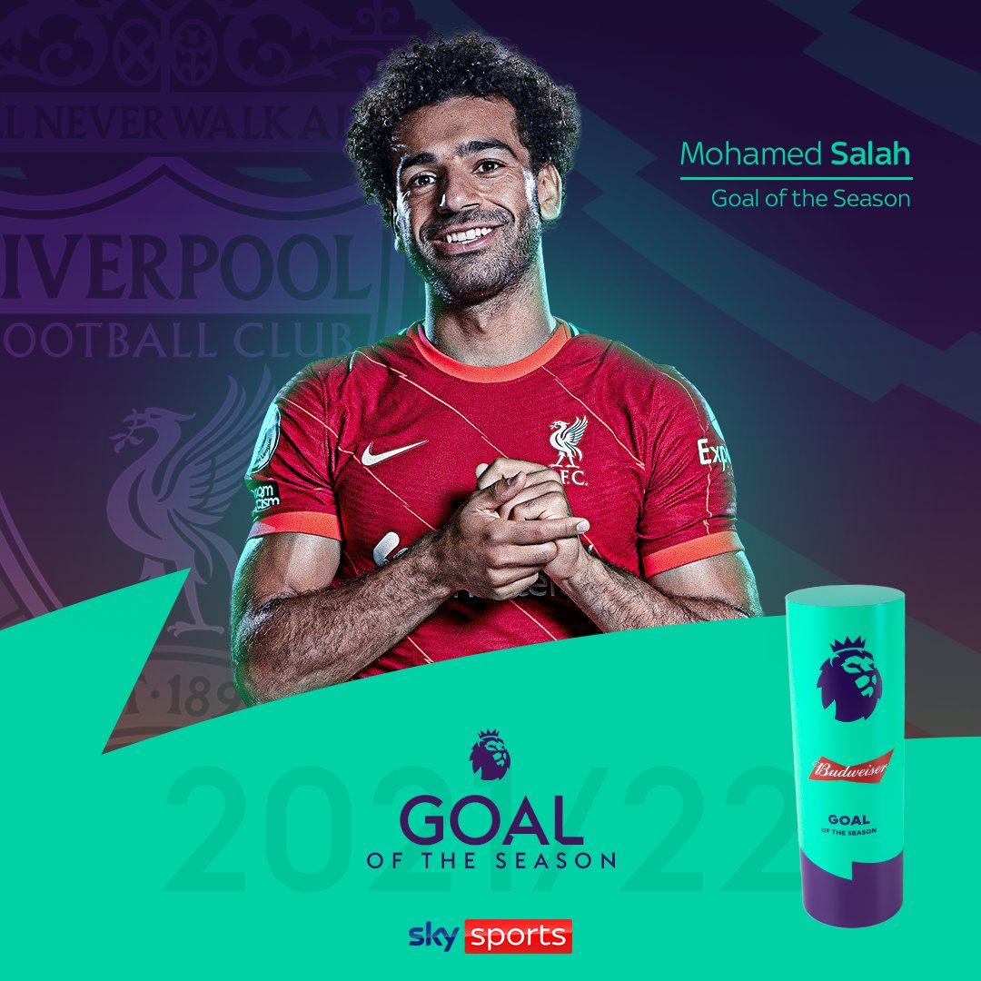 SkySportsPL's tweet photo. BREAKING: Mohamed Salah wins the Premier League's Budweiser Goal of the Season for his dazzling solo strike against Man City! 🏆⚽ https://t.co/GJ8uX3CXq0