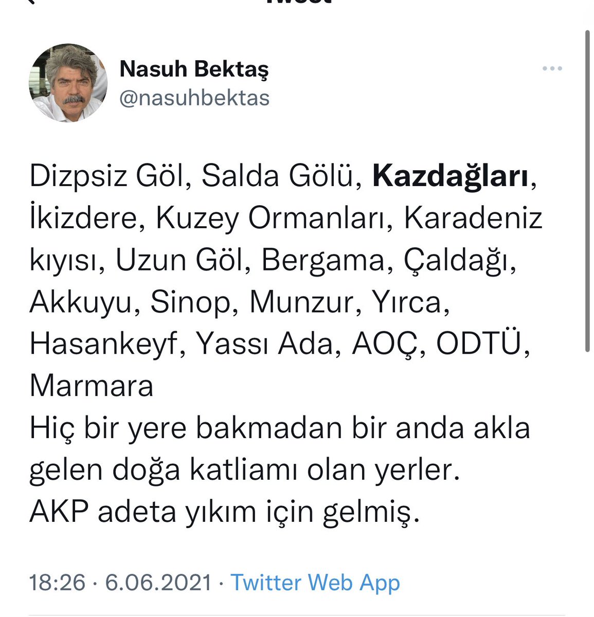Doğasını koruyan ülke vatandaşlarına ceza verildi,doğayı korumalarına yasak getirdi. Kanadalı şirket AKP ile yaptığı sözleşme gereği Türkiye aleyhine 1 milyar dolarlık tazminat davası açtı. Bu süreçte milyon yıllık kumdan, binlerce yıllık göle kadar bir çok doğal alan katledildi