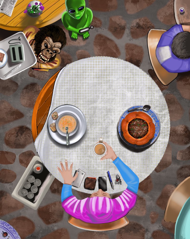 clubvirtual_io's tweet photo. Art really isn’t just what you see but what others make you see, and in this piece… we can’t help but wonder what the alien is holding 🧐
#clubvirtual #nftart #nftcollector #skullcafe #skull #skullart #tattooartist #artofinstagram #digitalart #digitalartgallery https://t.co/Lvz46vsTRf