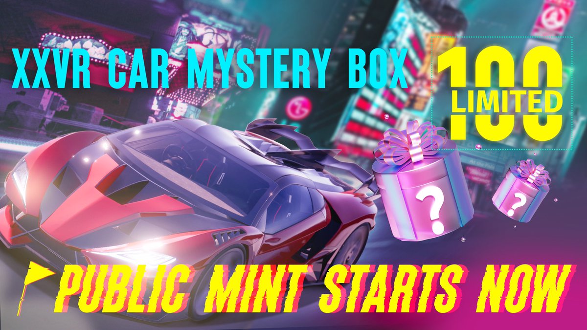 ／／
PUBLIC MINT STARTS NOW🔥
正式発売開始‼️🎊
＼＼

11:00(UTC)   20:00(JP)
📍xxvrmeta.com

50% SOLD OUT‼️
Be fast enough to catch it! Racers🏎

#仮想通貨 #NFT #NFTGame #GameFi  #メタバース #Metaverse