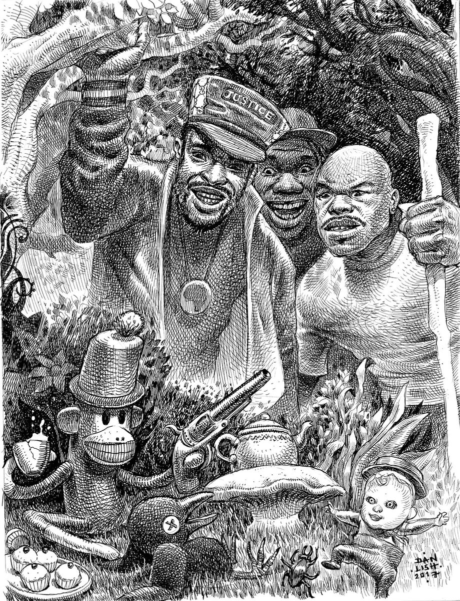 DanLish1's tweet photo. #sundayfunday
Whilst enjoying a peaceful walk through Huntington Woods, Justice, KRS One and Freddie Foxxx spy a delightful picnic being hosted by Sock Monkey and friends.
@teacha_krsone
#danlish #woodlandwalk #inkpen #hiphop #goldenera #rapmusic #justice #krs #bumpyknuckles https://t.co/PwchRbTzZ5