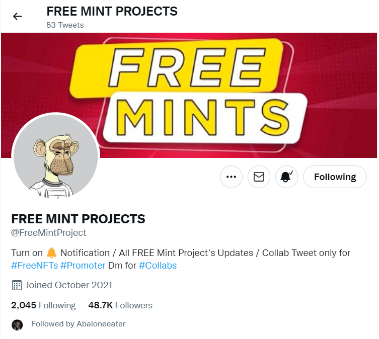 YourFirstNFTs's tweet photo. @FreeMintProject Here 👆 https://t.co/0OqIePli69