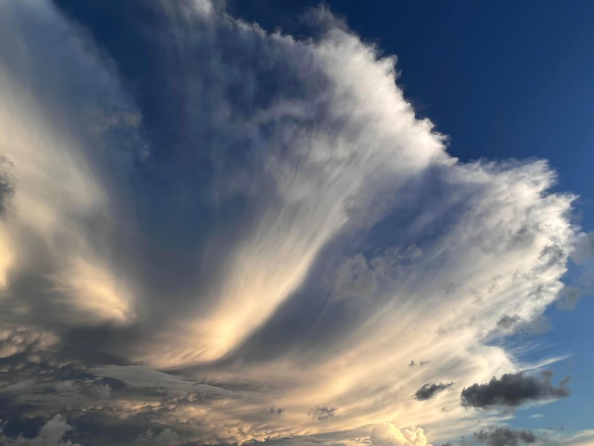 arielrojasPH's tweet photo. Mammatus clouds usually form on the underside of the anvil of a cumulonimbus (thunderstorm) cloud. Sinking cold air from the thundercloud form pocket-like clouds, opposite of how puffy clouds form from rising warm air.

📷 Mark Lester Cayabyab @redmark 
📌 Sta. Mesa, Manila https://t.co/YLIuG8TD1q