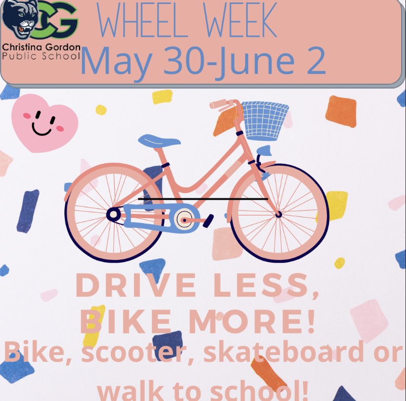 Wheel Week starts in less than 48 hours <a href="/ChristinaGFMPSD/">ChristinaGordon</a> <a href="/FMPSD/">Fort McMurray Public School Division</a>.  Students are encouraged to bike, scooter, skateboard, rollerblade or walk to school!  If you live far - why not get dropped off at a friend’s place to walk to school? Lots of prizes to be won! Poster design-Chane