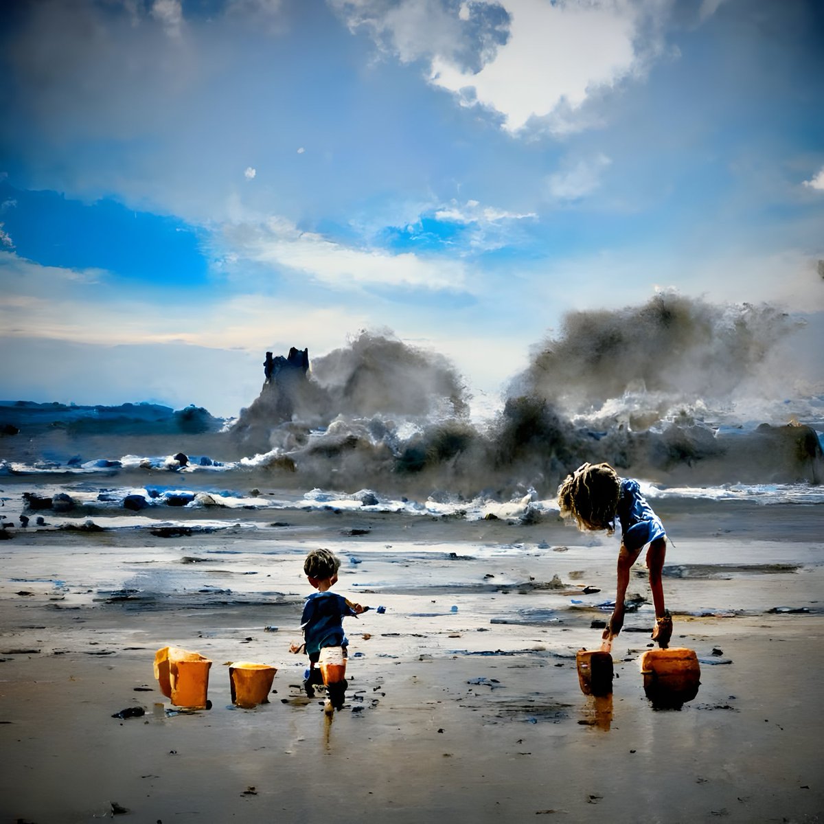 Platonic_Melody's tweet photo. Life is the beach. You are the kids and the sand castles. Run around, build them tall, trample each others’. Get proud. Get hurt. Get mad. Get sad. But at the end of the day, when you go back to your homes. The tide comes and washes all" @NightCafeStudio 

https://t.co/tAqafMMeab https://t.co/hLQFMoaW0t