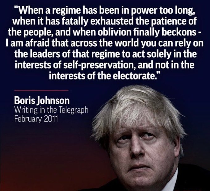 Happy #SocialistSunday everyone. It's about time that Johnson recognised his words of 2011 as applying very much to him and hist party.  Both need to be booted out.
#JohnsonOut123
#Partygate 
#MetCoverUp
#PartyGateCoverUp.
#ToryRussianMoney
#ToryFascism
#BorisJohnsonMustResign