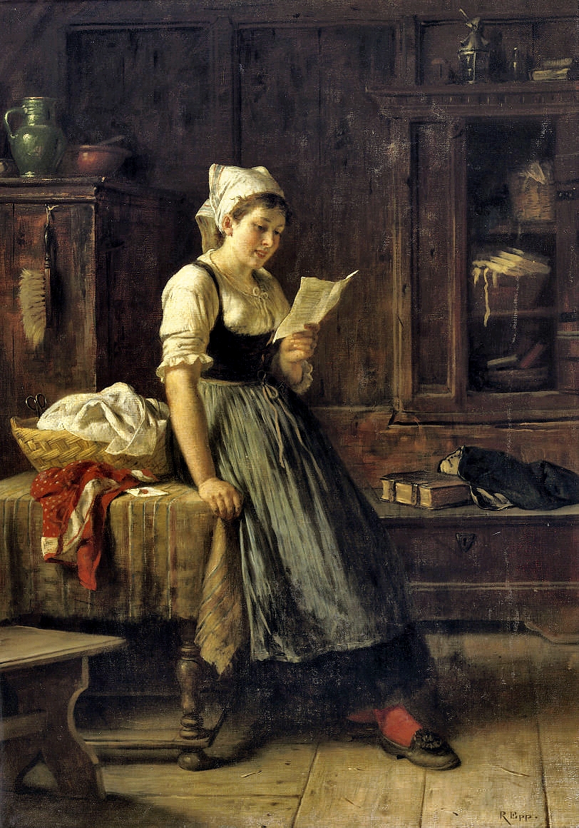 Rudolf Epp (German, 1834-1910) - 'Reading a letter'