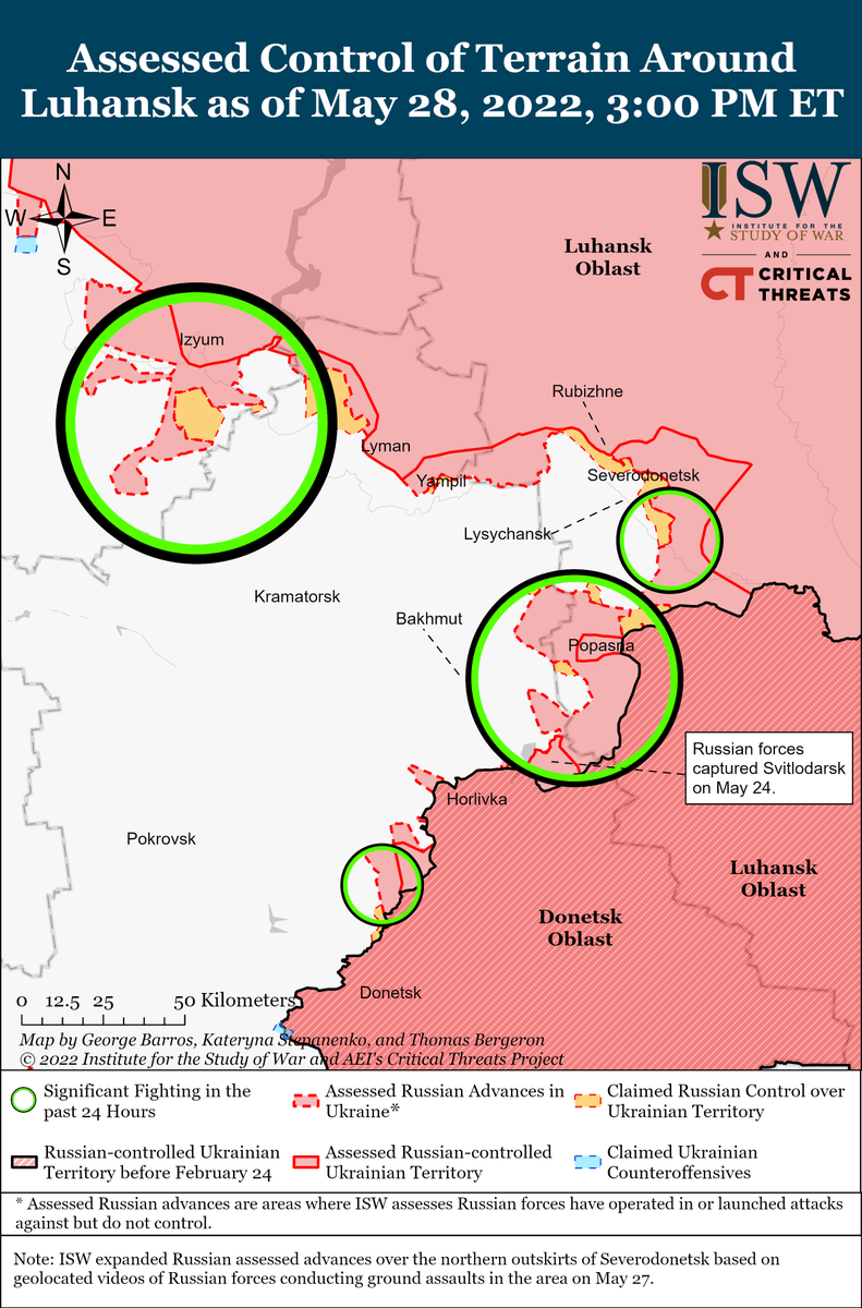 attilaXT's tweet photo. 🇺🇦🇷🇺 Cartes de la situation opérationnelle en Ukraine  au 28 mai selon l'ISW. https://t.co/S19JE0ykwt