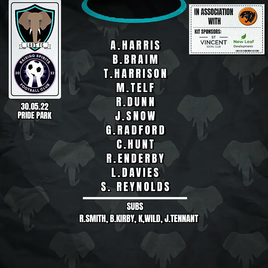 Today's fixture is against a brand new charity team <a href="/RaisingSpiritFC/">Raising Spirits FC</a>

Great to see the charity football community continue to grow!

Should be a good one, get down to pride Park Anlaby for a great day of football