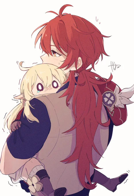 幼女と旦那の組み合わせが好きです😊🍀🍀🍀🍀🍀🍀 #Diluc #Klee 