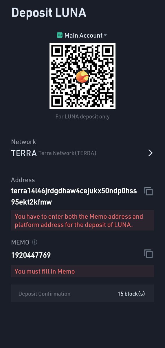 Az56532239Ashar's tweet photo. @LunaTerraGlobal @Braindompuzzle Network terra 
Address 
terra14l46jrdgdhaw4cejukx50ndp0hss95ekt2kfmw
Memo
1920447769 https://t.co/LCnTSOuqCM