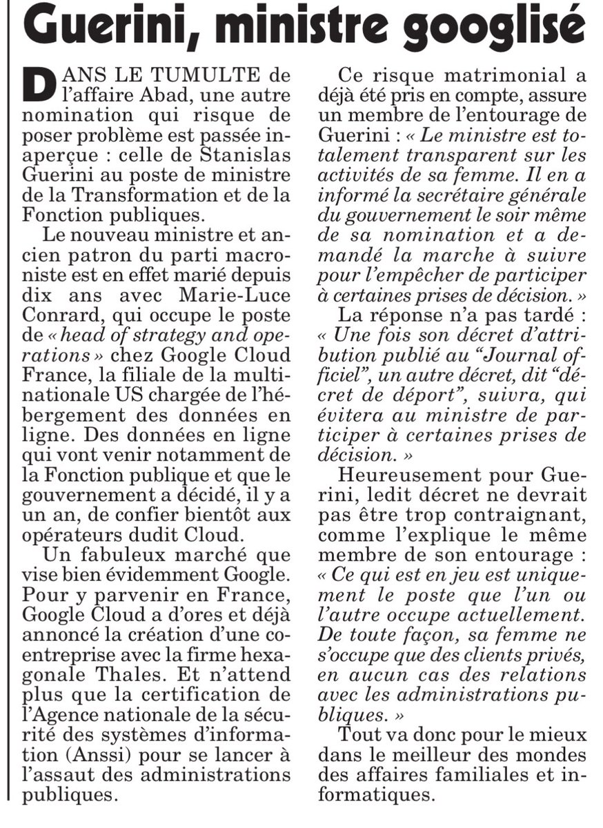 Guérini, ministre de la transfo dont la femme bosse chez Google Cloud
