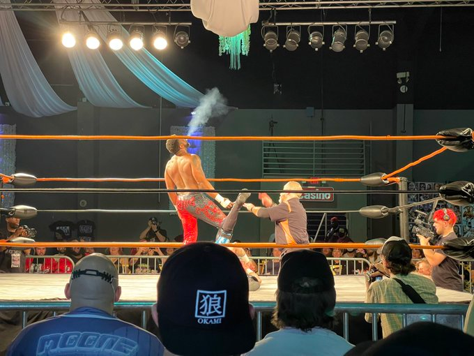 global_catch's tweet photo. -REVOLVER Remix Championship Match: @TheTreyMiguel (c) bat @KennyKingPb2
-Fatal Four-Way: Crash Jaxon bat Alexander Hammerstone, Kal Jak, & @Willie_Mack
-@EFFYlives bat Dan The Dad
#revolvervegas https://t.co/qkNTatFtk8