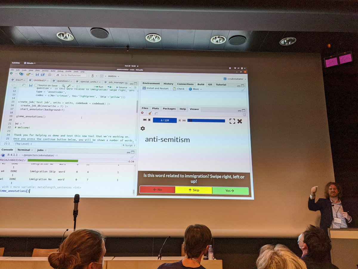 Cornelius Puschmann (@cbpuschmann) on Twitter photo On 🔥! @KasperWelbers gives methodological talk and live demo of a new web-based OS annotation tool with audience interaction all in one #ica22 <a href="/ica_cm/">ICA Comp Methods</a> On 🔥! @KasperWelbers gives methodological talk and live demo of a new web-based OS annotation tool with audience interaction all in one #ica22 <a href="/ica_cm/">ICA Comp Methods</a>
