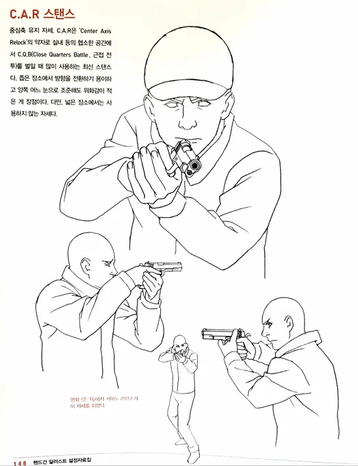 핸드건 일러스트 설정자료집 보는데 총 구조 위주라 사격 포즈는 몇페이지 없어서 아쉬움 