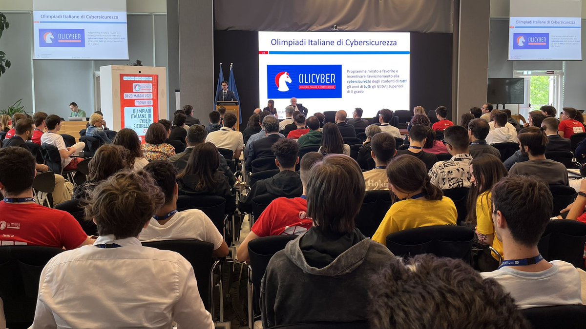 OliCyberIT's tweet photo. 👾 @GaspareFerraro introduce le Olimpiadi di Cybersicurezza organizzate dal @CyberSecNatLab arrivate alla seconda edizione con 1.757 iscritti!
📺 https://t.co/WuTxCmYrgy
#OCIT22
#Olicyber
#OlimpiadiCybersicurezza
#cybersecurity
#scuola
#Torino https://t.co/c1EKjN95ai