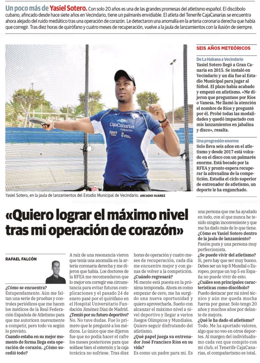 ☕️📰 Buenas noticias hoy en <a href="/canarias7/">Canarias7</a> 

Nuestro <a href="/Yasiel_sotero/">Yasiel sotero</a> se recupera a buen ritmo de su paso por quirófano 💙🤍

🥏¡Muchas ganas de volverlo a ver en el ruedo! 

¡Titanes! 
<a href="/MaravillosoRios/">MARAVILLOSO RIOS SANCHEZ</a>