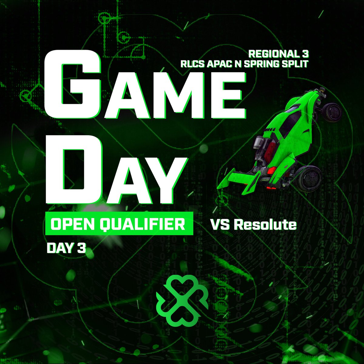LuckyBounceRL's tweet photo. ⚔️ GAME DAY! 🍀

Round #1 
🆚 Resolute
🕓 19:00pm JST

Good luck to our squad!

#LBWIN🍀 / #RLCS https://t.co/qSMyKnJ0QS