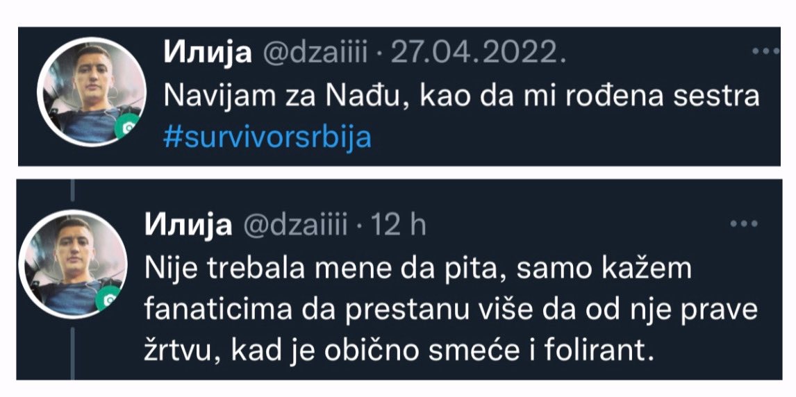 ninam_44's tweet photo. Ovo je prava slika našeg društva 🙃 kad je sve bajno i divno onda si im najbolji, a kad napraviš nešto što se njima ne sviđa te pljuju kao neprijatelja 🤡
#SurvivorSrbija #SurvivorHrvatska https://t.co/STsomzMawR