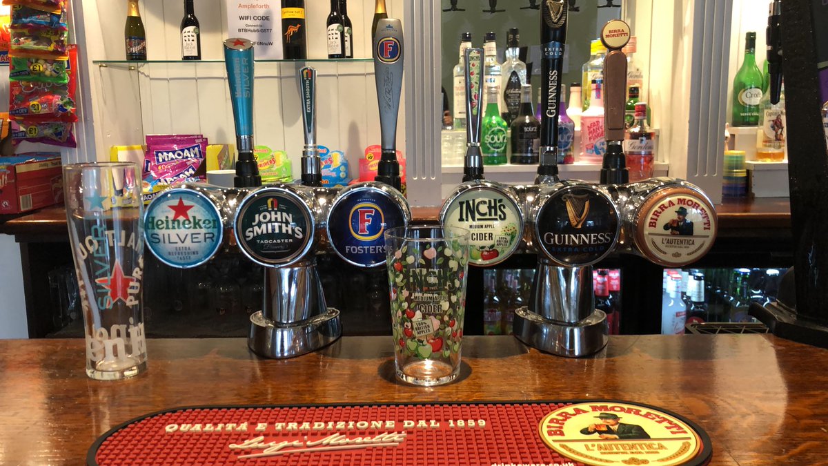 theampleforth's tweet image. 🍺 New on our bar......Heineken Silver and Inchs Cider. Some lovely funky Inchs Glassware 🍺