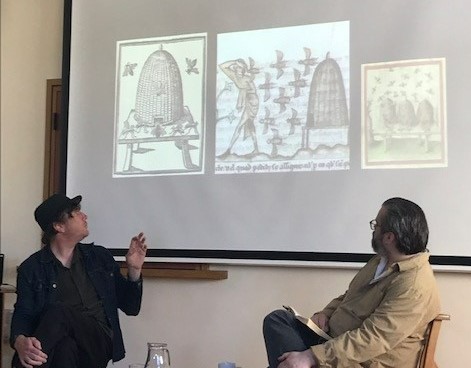 Its all about the #bees Artist @bedwyr_williams talks with @garyraymond_ @wales_arts_review about his new commission from @stdavidscathedral @AncientConnect1 #Contemporaryartsociety Bee Skeps inspired by #history #mythsandlegends #climatechange #sunseamusic22 #haulmorcerdd22