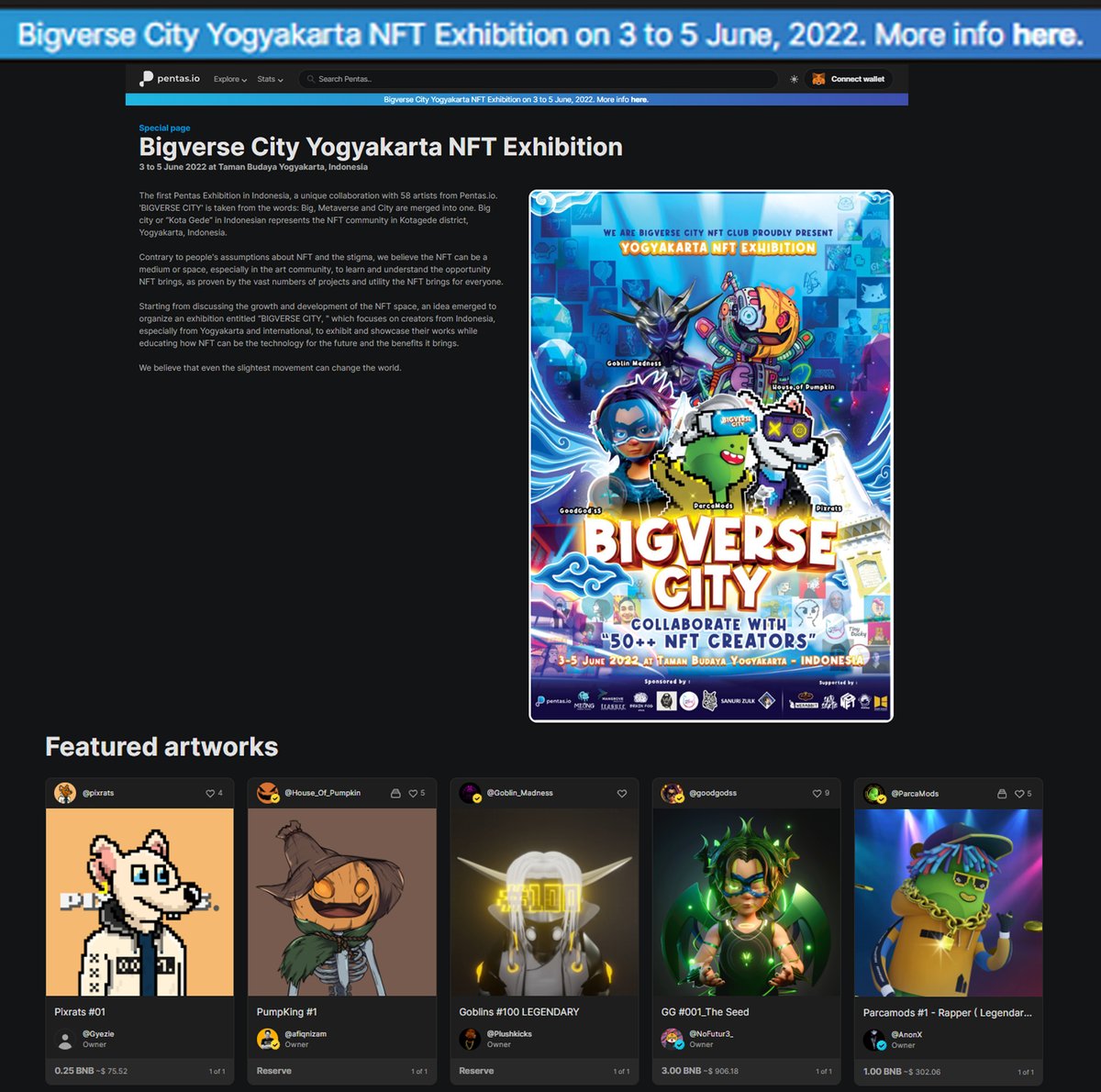 ❤️Thankyou so much for everyone who Sponsor, suport,  join, and all bigverse committee, in this event, Now we are in the Special Page of Marketplace <a href="/pentas_io/">Pentas | NFT Marketplace</a> <a href="/Pentasian/">PENTASIAN</a> 

We never going this far without all you guys🌟

#Pentas #Bigverse #Exhibition #Yogyakarta #3_4_5june_2022