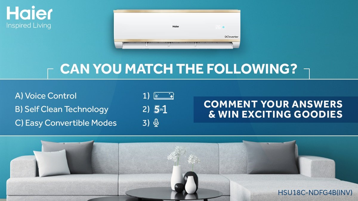 #ContestAlert 
Can you find the right match? Comment your answers below and stand a chance to win goodies from Haier!

Participation Rules:

- Follow our Twitter handle: <a href="/IndiaHaier/">Haier India</a>
- Retweet the live post from your Twitter profile
- Tag your friends asking them to participate