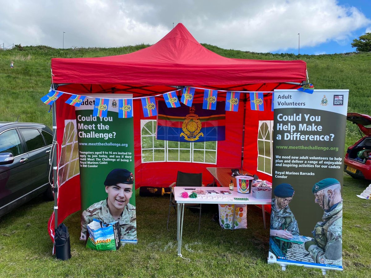 All set up for a day of recruiting at Arbroath Market in Victoria Park. The cadets are all away helping other stalls but we will get a photo of them soon 🙂 Come and visit us to see what the @VCCcadets is all about.