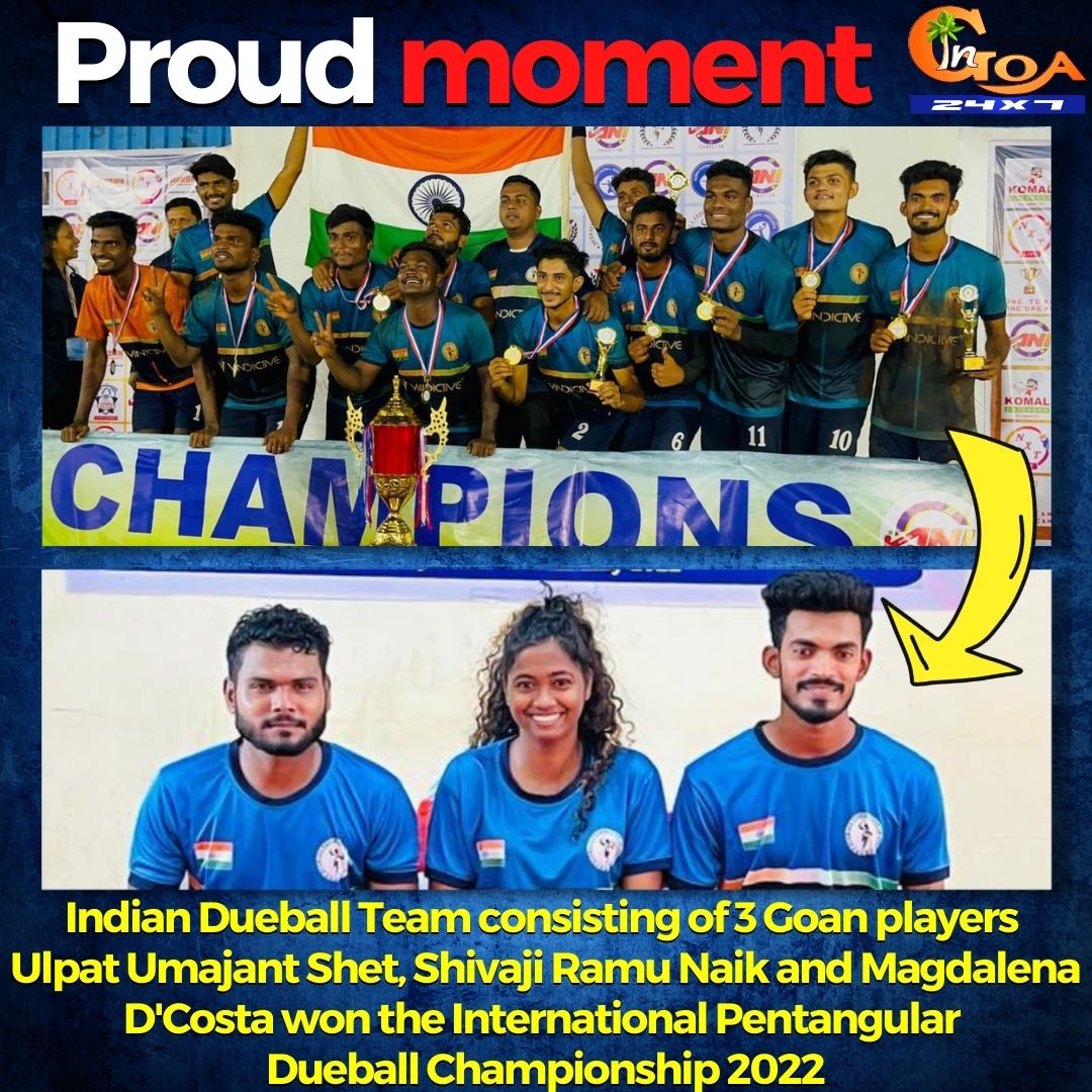 InGoa24x7's tweet photo. #ProudMoment | Indian Dueball Team consisting of 3 Goan players Ulpat Umajant Shet, Shivaji Ramu Naik and Magdalena D'Costa won the International Pentangular Dueball Championship 2022
#Goa #GoaNews #Dueball #Sports @DrPramodPSawant @GovindForGoa https://t.co/SwqgVbmoCu