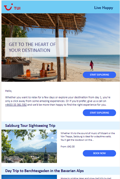 martyn_wheatley's tweet photo. @TUIUK why did I receive an e-mail titled "Finally! Your holiday has begun" this morning with the below content? I'd love to book the Salzburg trip but assume you don't pick up from Derbyshire! https://t.co/8onK3fnuCH