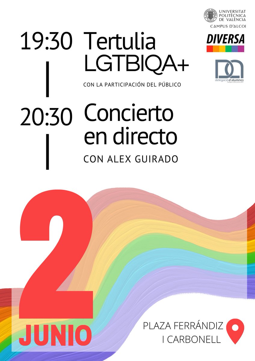 El viernes 2 de julio tenemos en la plaza Ferrandiz y Carbonell una tertulia LGTBIQA+ y luego un concierto en directo, os esperamos a todosssss!!