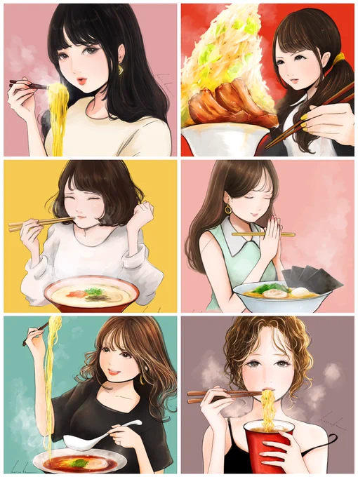 #今月描いた絵を晒そう#イラスト ラーメンガールズコレクション飯テロガールズの新シリーズラーメン×女の子をテーマに100人目指して描いていきます 