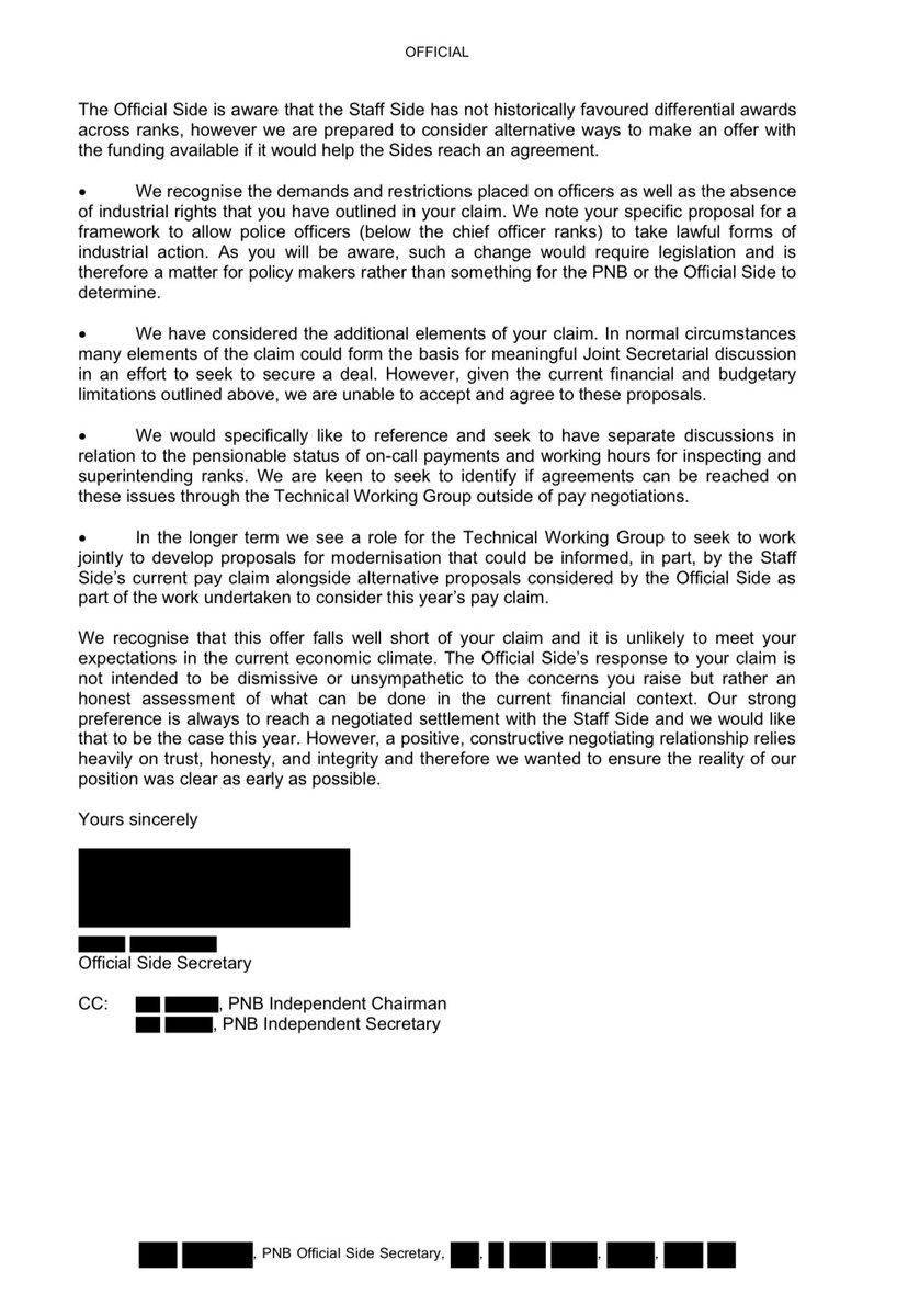 ScotsPolFed's tweet image. POLICE PAY OFFER 2022. The staff side has rejected this disgraceful offer. Read more at spf.org.uk/jcc-circular-1…