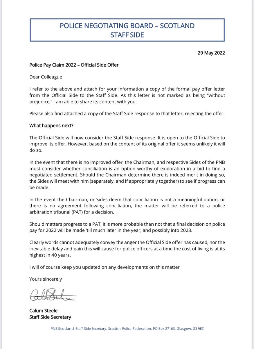 CalumA_Steele's tweet image. Police officers all over Scotland will be absolutely horrified to read just how undervalued they are; and will question why @CC_Livingstone and @ScotPolAuth are parroting @scotgov lines