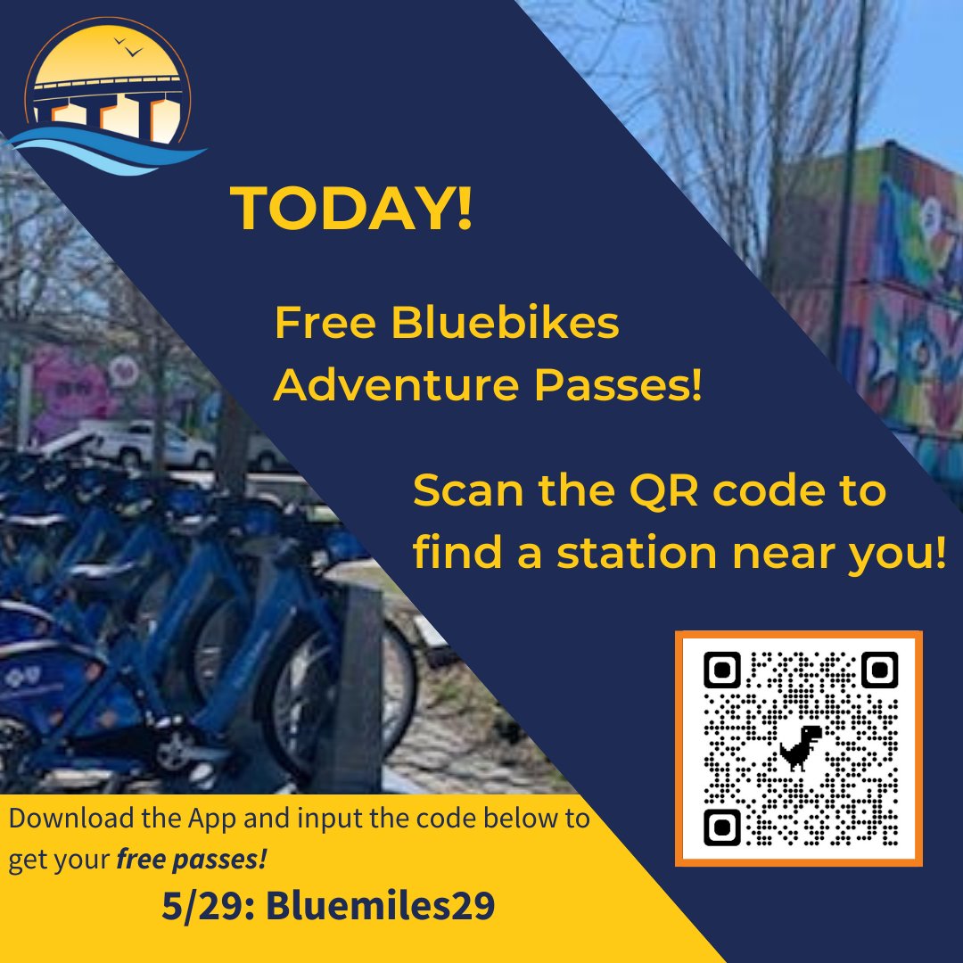 Today is the LAST DAY to claim your Free Bluebikes Adventure Pass! Use code Bluemiles29 on the app for your own Sunday Funday in Salem! #ResilientTogether #SalemMA #bluebikes #bikemonth