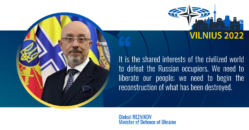 natopa's tweet photo. #NATOPAVilnius today, lawmakers from across the #NATO Alliance pledged unflagging support to #Ukraine in response to an appeal from the country’s defence minister, Oleksii Reznikov, for urgent supplies of military aid to help repel the #Russian assault.  👇