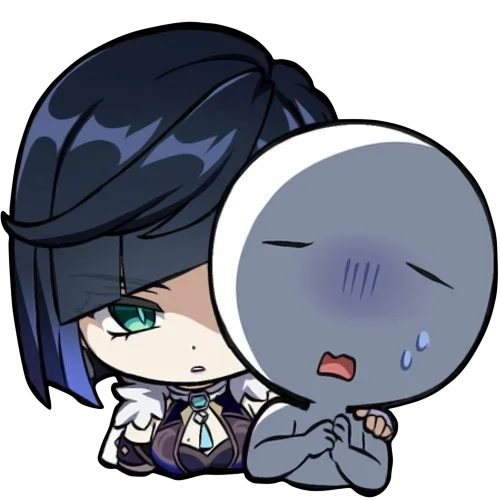 Yelan stickers cropped and cleaned from the Genshin WeChat