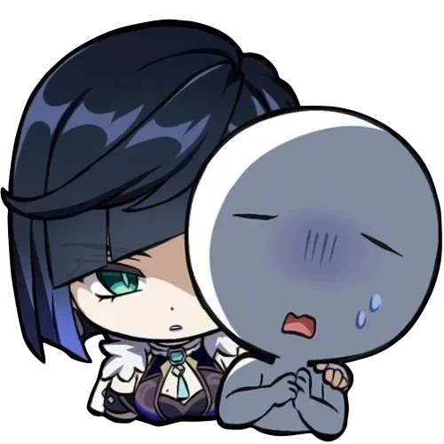 Yelan stickers cropped and cleaned from the Genshin WeChat 