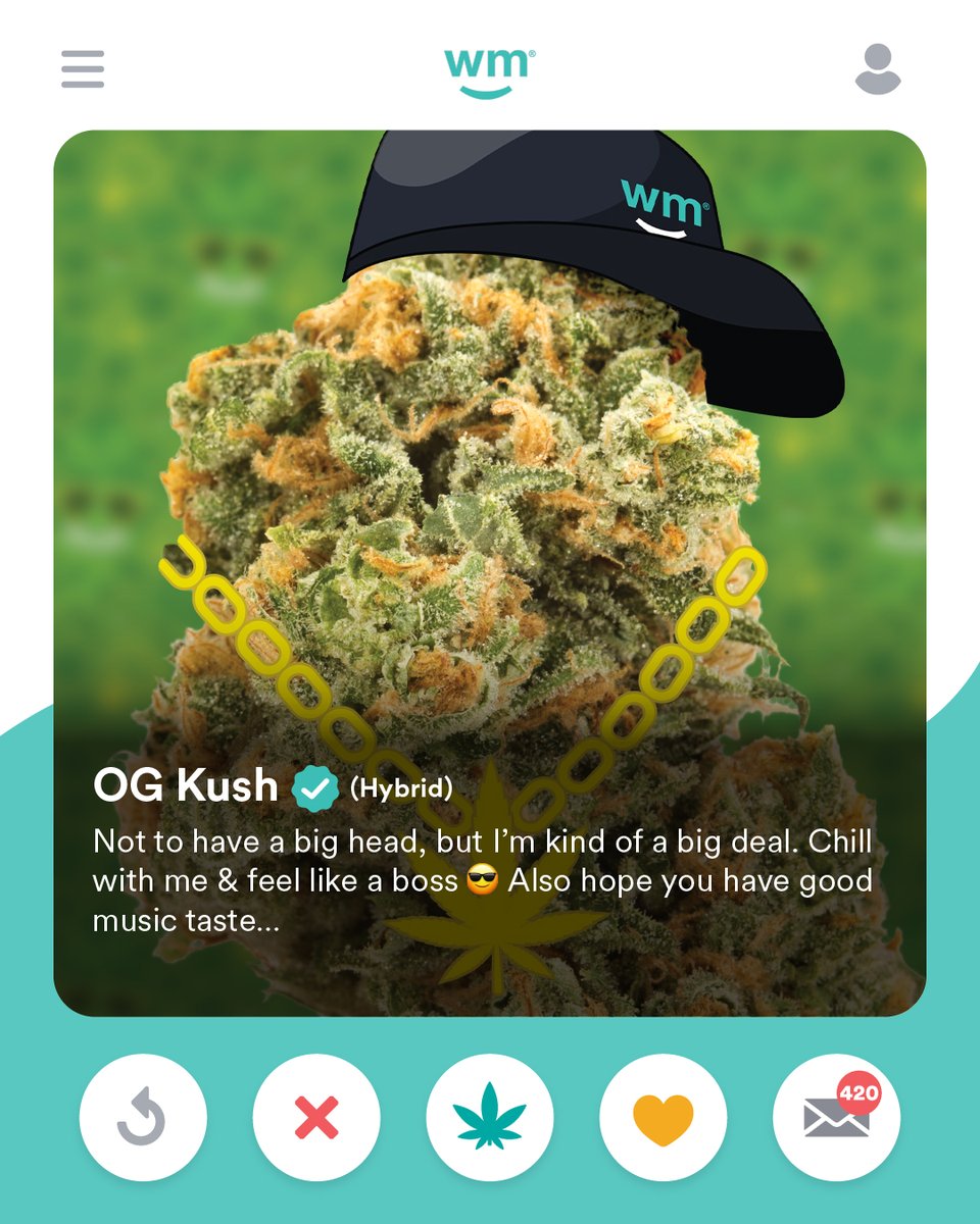 weedmaps's tweet photo. Would you swipe right for OG Kush? 🔥💚

Match with this dank strain: https://t.co/Sz33wViKNH https://t.co/p5MiLeMrCM