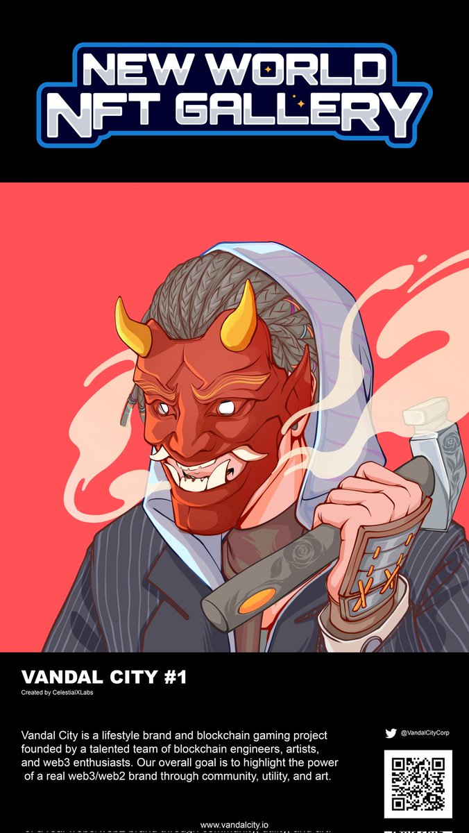 🏅 VandalCity x New World NFT gallery 🏅 

1 x WL spot from 
<a href="/VandalCityCorp/">VNDLS</a>

To enter:
1⃣Follow <a href="/VandalCityCorp/">VNDLS</a>, <a href="/nwnftgallery/">New World NFT Gallery</a>, <a href="/Ten5err/">Tenserr.jpg</a>
2⃣❤️, RT &amp; tag 3 degens
3⃣join discord.gg/vandalcity

⏱ 24H

#NFTs #NFTgiveaway #SolanaNFTs $SOL