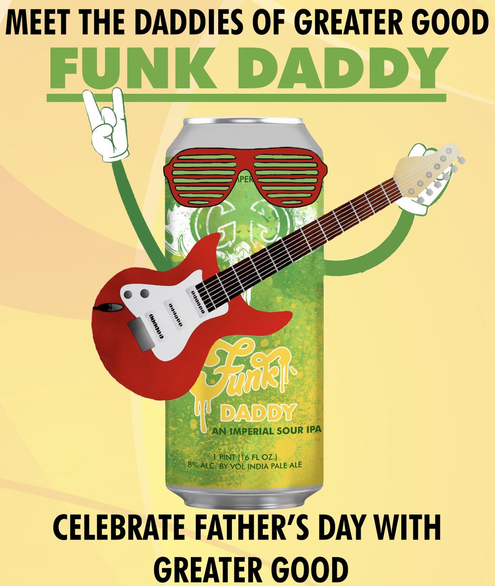 greatergoodbrew's tweet image. Meet Funk Daddy. An alternative, puckery, sour play on the OG. Funk Daddy plays in a Led Zeppelin cover band at the local dive bar in town. 🤘🏼

#greatergoodimperials #fathersday #funkdaddy #worcesterma #ggfathersday