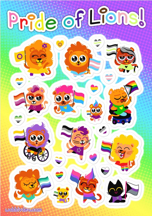 happy pride everyone. i drew these little lions to celebrate queer liberation in the face of oppression. they're also stickers you can buy to support my art!
wobblydev.com/product/pride-…
that's me in the bottom right. 😻 (and upper right)
#pride #queerliberation