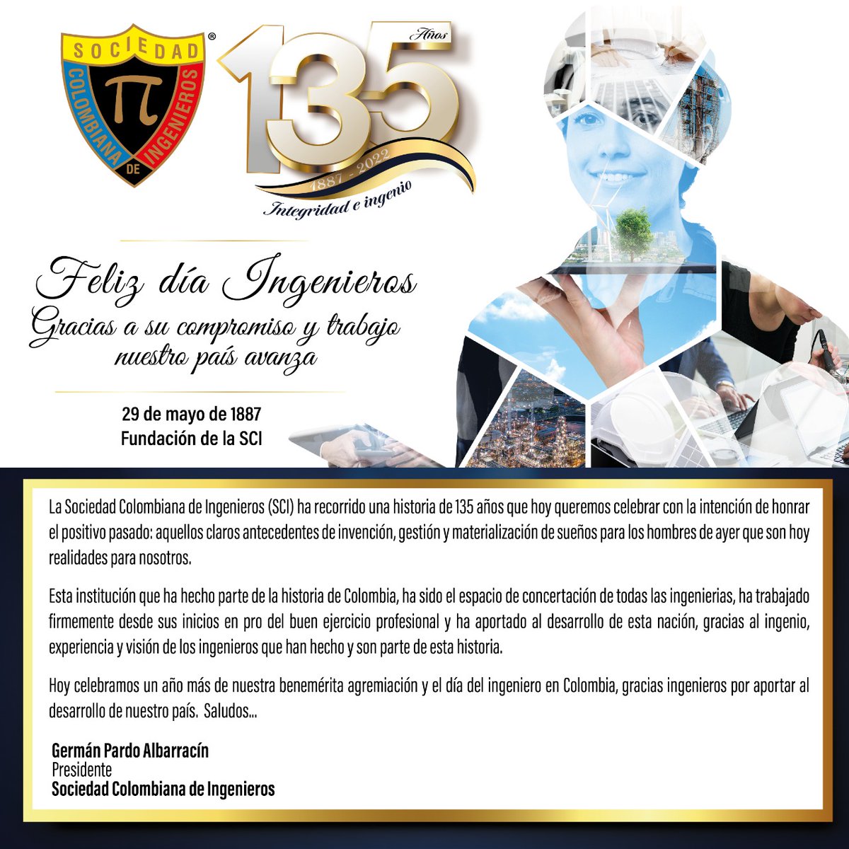 IngenieriaSCI's tweet photo. Hoy celebramos 135 años de @IngenieriaSCI | Feliz día Ingenieros. https://t.co/jNGhggffr0