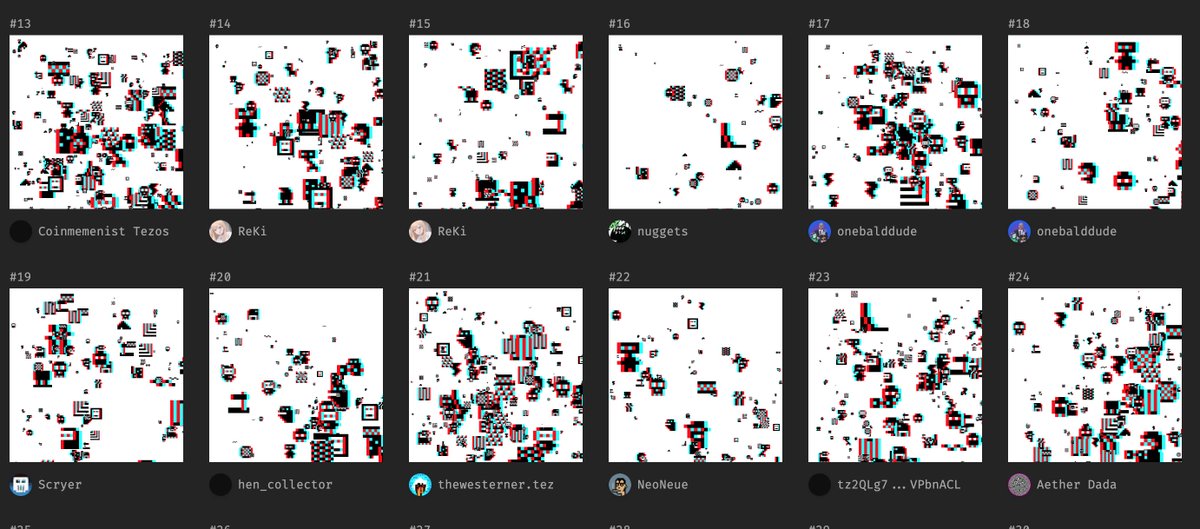 0xfilter8's tweet photo. 🙏Thanks to all the new and old collectors of my art

Yesterdays debut on #fxhash was a full success! half of the works are sold.

If you are a holder of one of the first original 8x8 on chain work on #8bidou, I  airdropped you one iteration

🚀Never stop collecting &amp; creating✨ https://t.co/Rk27nNEjJE