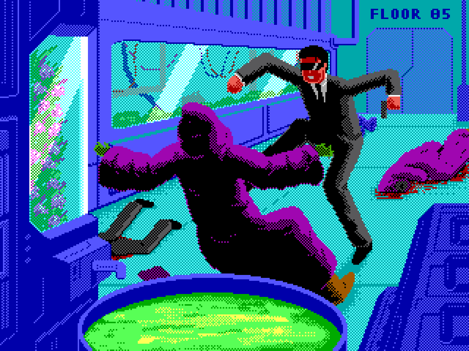 SpaceCareBio's tweet photo. Agent enters Starview Vertical Farm blasting!

It's a long way to the top! But the Interplanetary Justice Department agent is climbing his way towards the Starview Control Center, one death-defying floor at a time! https://t.co/GIlx8QCHQM