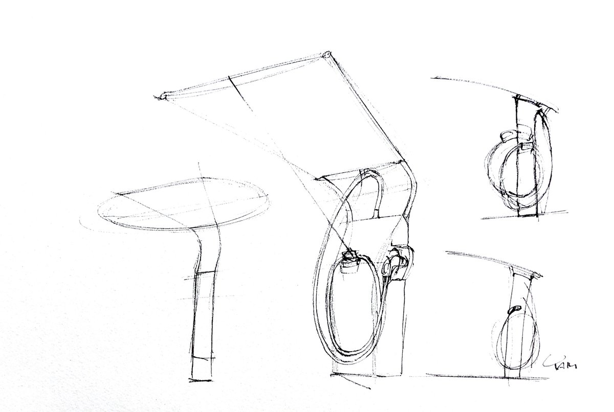 e-Mobility Power社の新型EV用急速充電器の初期スケッチ群より。 重く