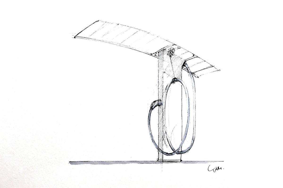 エイプポテンシャル　スケッチ e-Mobility Power社の新型EV用急速充電器の初期スケッチ群より。 重く