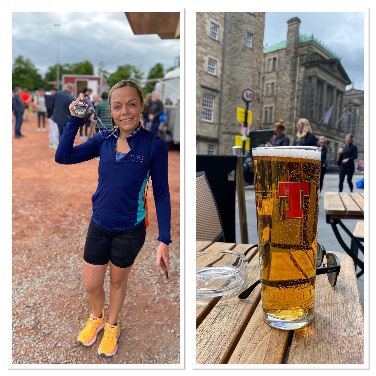 Talkinoutmyarse's tweet photo. Silly bollox smashed the #EdinburghMarathonFestival #edinburghhalf 1hr 38mins she can shove that in the spurs trophy cabinet . Now my marathon starts - yeah I know it’s Tennents but I like it 😉 https://t.co/jHbqx3oTUh